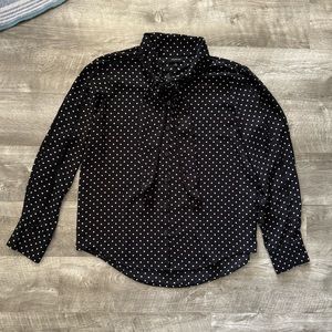 Black Button-Up Polka Dot Blouse